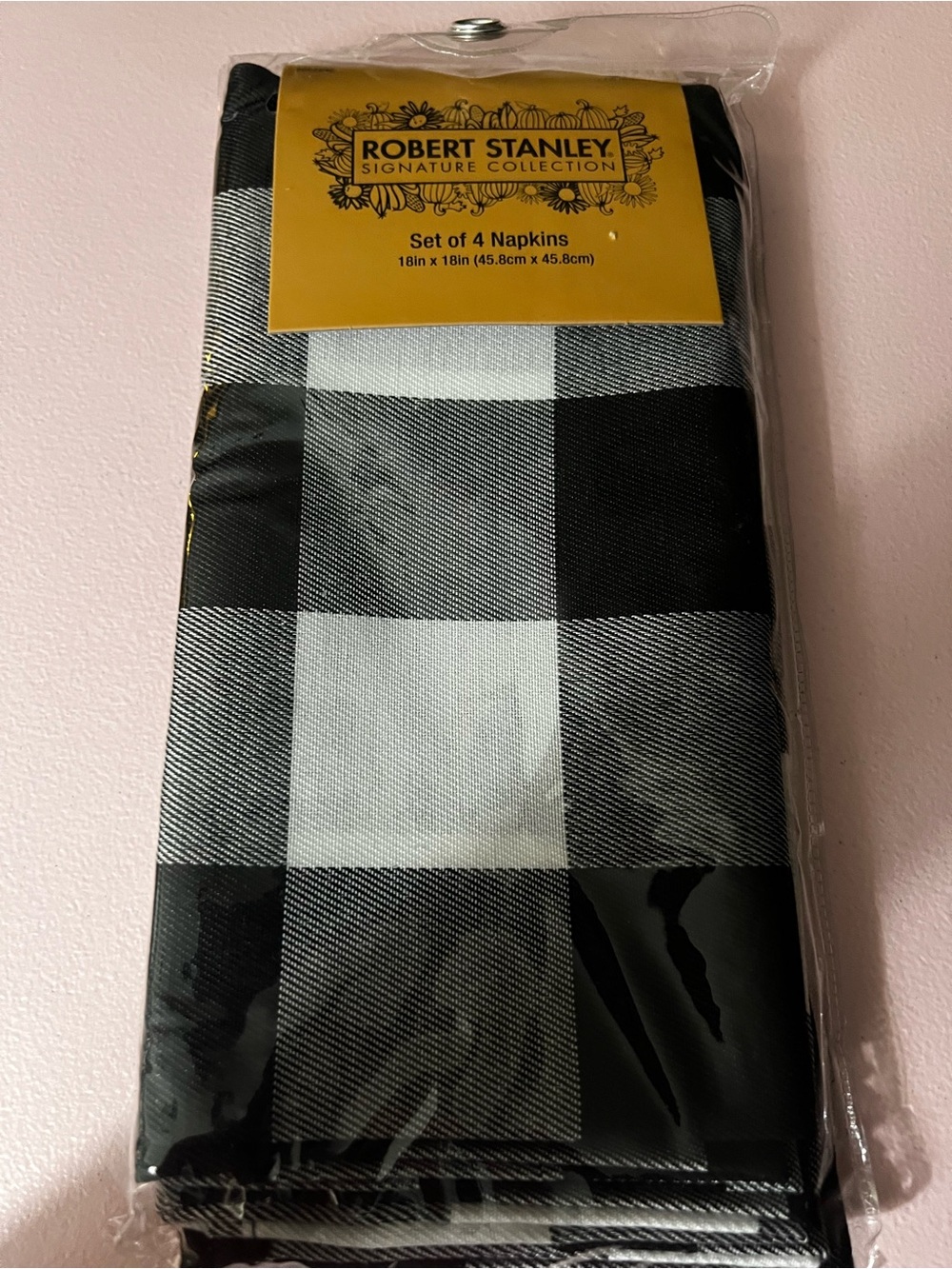 Robert Stanley Buffalo plaid napkins set of 4, black and white